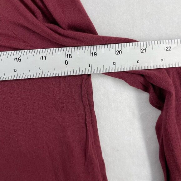 Lucky Brand Blouse Women's XS Wine Red Keyhole Round Neck Puff Long Sleeve Flowy - Picture 3 of 11